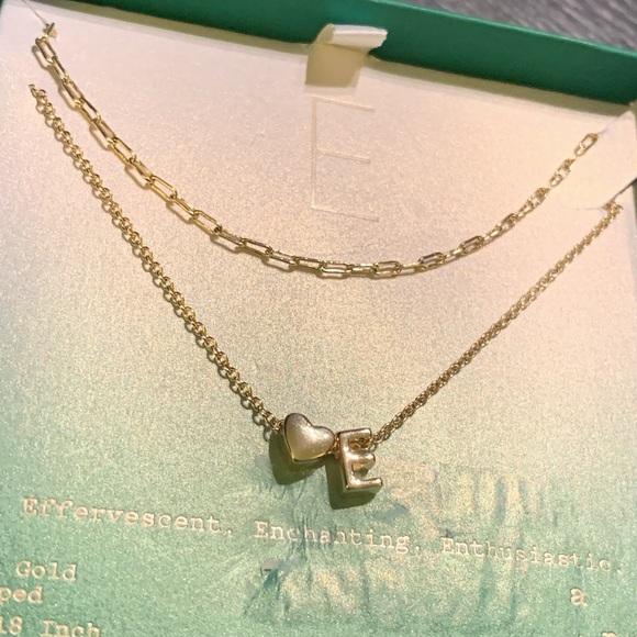 A New Day 14K Gold Dipped “E” Initial with Heart Chain Necklace - Picture 2 of 7